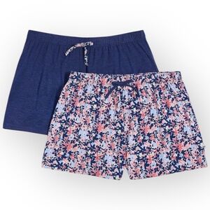 NWT Jane and Bleecker Women’s 2-Pack Sleep Shorts – Blue Floral & Solid – Small